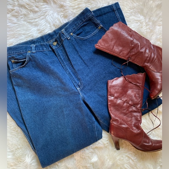 SOLD!💥Vintage High-Rise Flattering Chic Mom Jeans, Dark Wash, 80s 90s, 34 Waist - Picture 7 of 13